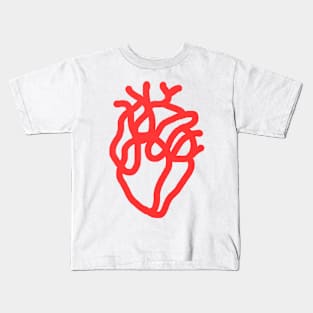 Red heart line art Kids T-Shirt